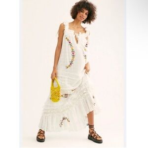 Fillyboo X Free People RARE Charm Your Way White Embroidered Lace Maxi Dress